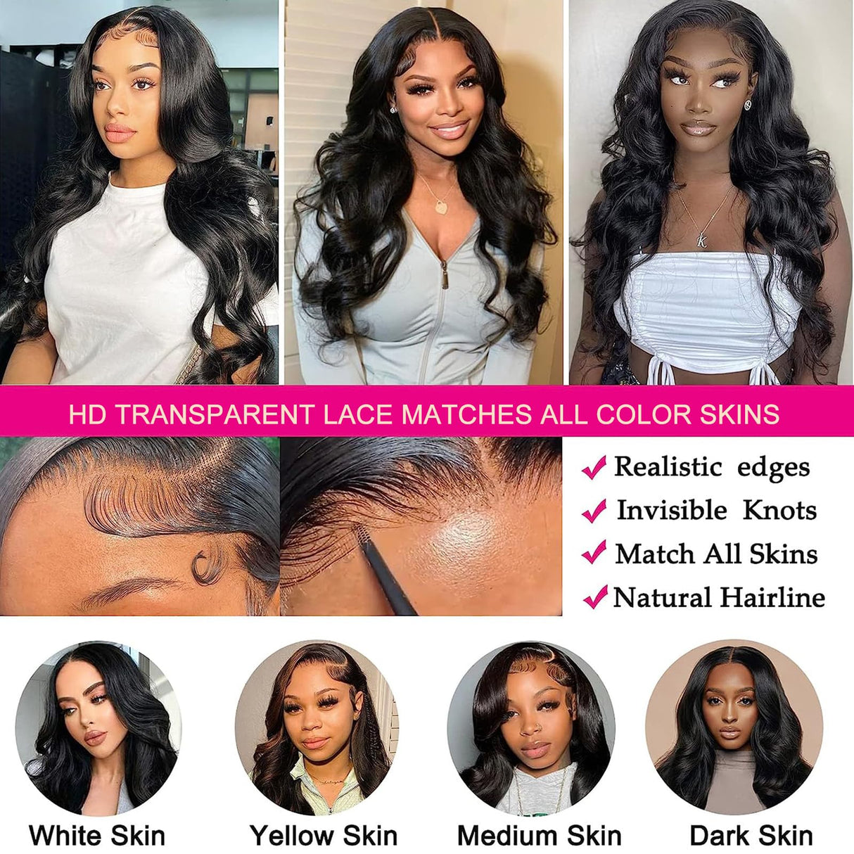 Lemoda 13x6 Full Lace Frontal Wig 200% Density Body Wave Lace Front Wigs Human Hair HD Transparent Lace Wig Pre Plucked with Baby Hair 14A Brazilian Virgin Human Hair Wigs for Women 26 Inch