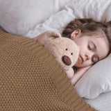 CozeCube Caramel Brown Throw Blanket for Couch, Soft Cozy Cable Knit Throw for Bed Sofa Living Room, Lightweight Warm Decorative Farmhouse Christmas Blanket, 50"x60", Light Brown