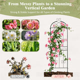 HIHADUUM 2 Pack 70.8" H x 19.7" W Arched Metal Garden Trellis for Climbing Plants Outdoor - Tall Rust-Resistant Decorative Climbing Rose Trellis Perfect for Roses, Vines, Vegetables, Flowers, Black