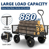 BILT HARD 10" Flat Free Tires Heavy Duty Garden Cart with 180° Rotating Handle and Removable Sides, 4 Cu.Ft 880 lbs Capacity Utility Steel Wagons for Outdoor, Yard