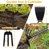 Hoe and Cultivator - 60” Long Handle - Heavy Duty Garden Hoe Tiller, Standing Hoe Garden Tools Durable Cultivator Hoes Hand Rake Fork for Gardening Weeding Planting Loosening Soil
