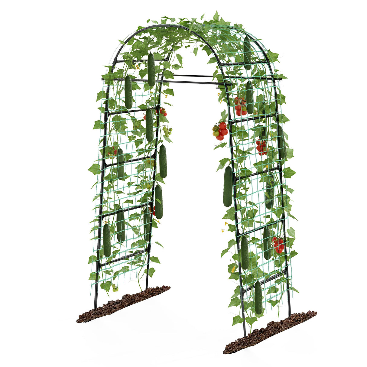 Garden Arch Trellis for Climbing Plants, 82 Inch Tall Grape Trellies for Outdoor,Flower Vegetable Tomato Cucumber Trellis with Clamp Netting, Metal Vine Plants Support for Wedding Garden Decoration