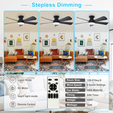 Depuley Modern Ceiling Fan with Light: 42-Inch Black Small Fans for Bedroom Indoor Outdoor - Dimmable Low Profile Ceiling Fans with Remote Control Flush Mount 5 Reversible Black Blades 6 Speeds Timer