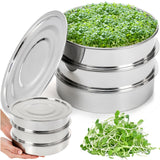 Tlence 9" Stackable Stainless Steel Seed Sprouting Kit, 3-Tier Mesh Germination Tray, Seed Sprout Grower with Lid Base, Microgreens Propagator for Beans Peas Broccoli Wheat Grass, Soil Free