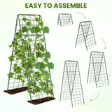 Heavy Duty A-Frame Metal Garden Trellis for Climbing Plants, 50"x17" Inch Tall Plant Support with Clips & Garden Ties for Cucumbers, Squash, Beans & Vines (2)