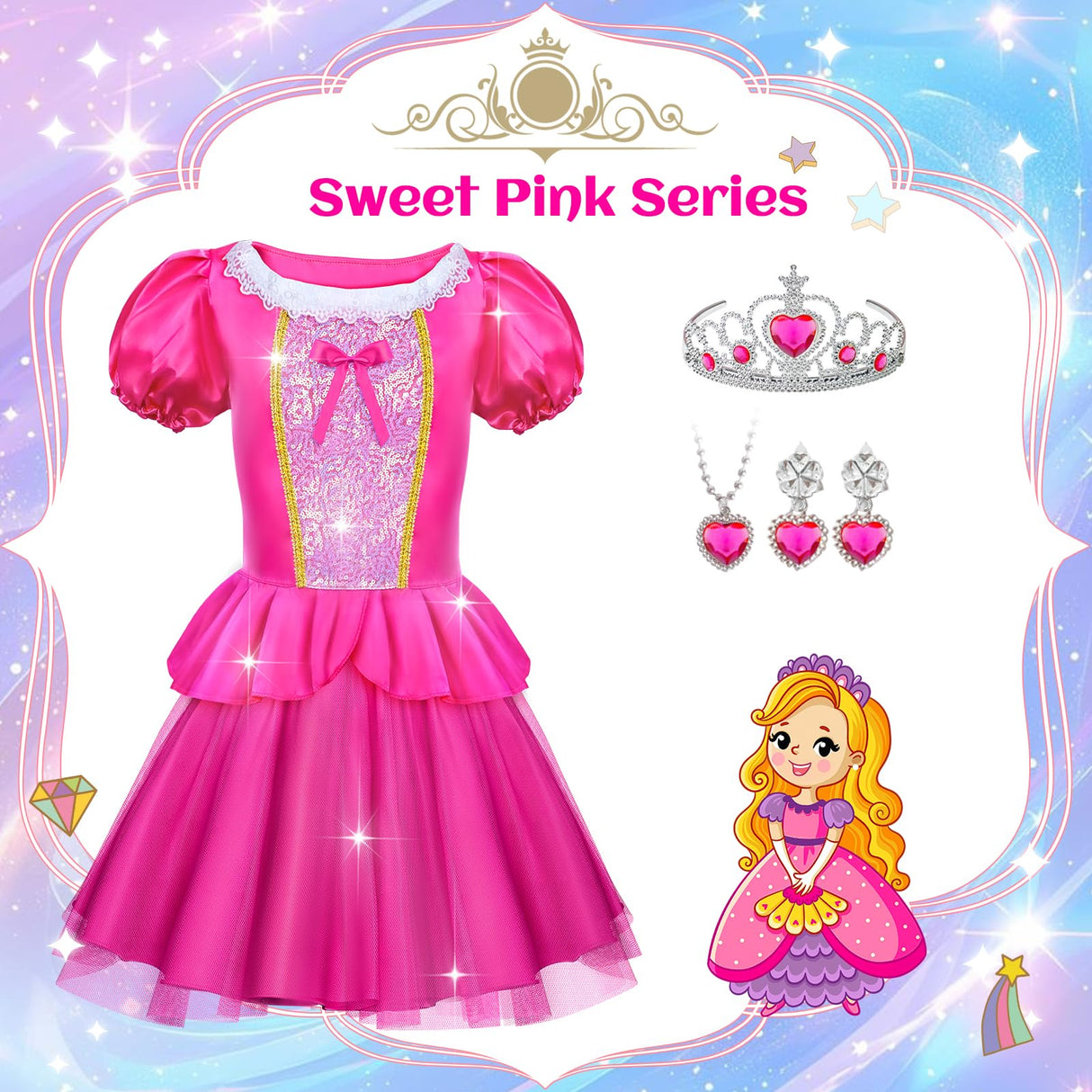 Princess Dress Up for Girls - Dress up Clothes for Toddler Girl,Role Play Costume Princess Toys Christmas Birthday Gifts for Age 3-8 Year Old