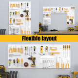 Spampur Peg Board, 8 Pack Metal Pegboard Panels with 50 Hooks, White Pegboards Wall Organizer, Peg Board for Walls Home, Garage Tool Storage, Office Organization, Craft Room,Christmas Gifts