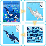 TPQKA Crafts for Kids Ages 4-8 Sticker Paint Books 6 Pack Number Sticker Books for Kids Girls Boys Halloween Christmas Party Favor, Road Plane Travel Activity Books