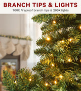 DWVO 7.5 FT Pre-Lit Slim Pencil Fraser Fir Artificial Christmas Tree with 350 Lights and 1000 Branch Tips, Green