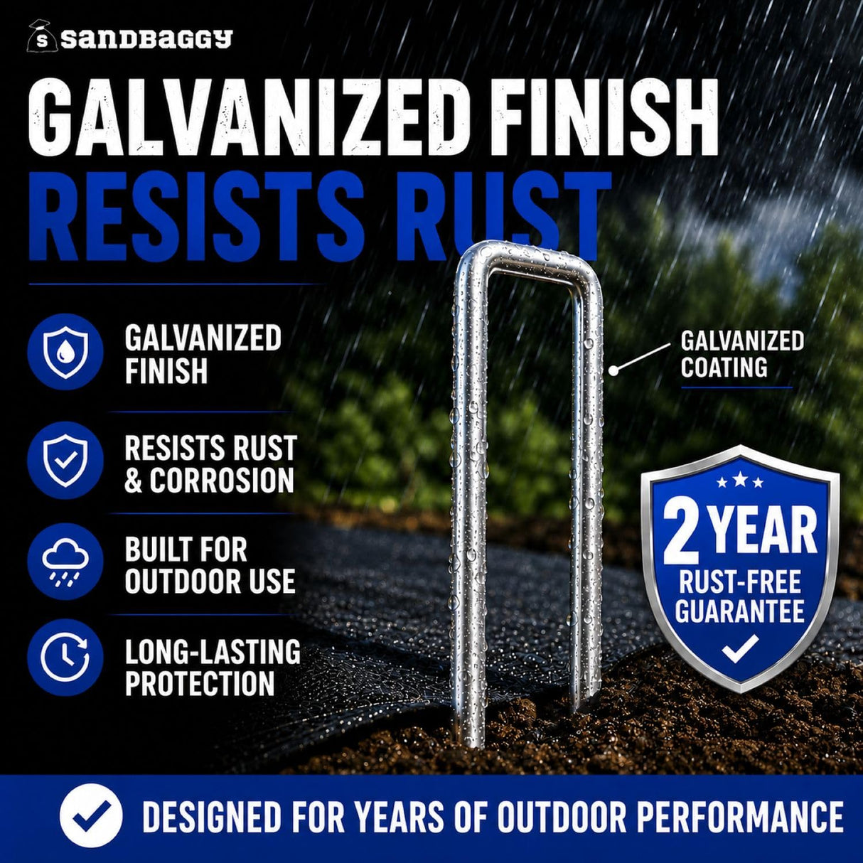 Sandbaggy 500-Count 6-Inch Galvanized Landscape Staples - SOD Garden Stakes ~ Trusted by Farmers & Contractors Across the USA