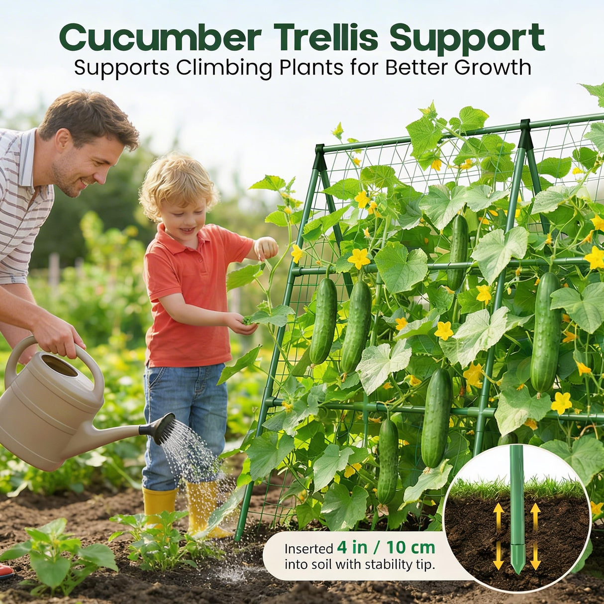 50x50 Cucumber Trellis for Raised Bed - A Frame Garden Trellis for Climbing Plants Outdoor - Cucumbers, Pea, Zucchini, Squash,Tomato, Green Bean, Vine, Watermelon, Melon, Pumpkin