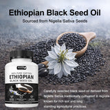 Purely Nutrient Ethiopian Black Seed Oil, Purely Ethiopian Black Seed Oil Capsules 4.64% Thymoquinone, Organic Cold Pressed Black Cumin Seed Oil Softgels, Non-GMO, Gluten-Free, 60 Softgels