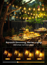 Brightown Outdoor String Lights, 100FT 50+2 LED ST38 LED Patio Lights Shatterproof, Dimmable IP65 Waterproof Connectable Hanging Outdoor Light for Backyard, Porch, Deck, Balcony