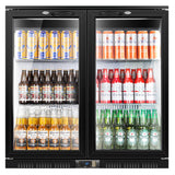 Tylza Back Bar Cooler With 2 Glass Doors, 200L Under Counter Back Bar Refrigerator with LED Lighting, Safety Locks, Counter Height Bar Beverage Cooler for Beer, Soda Drinks, Wine, Black