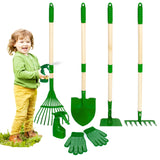 Duckura Kids Gardening Tools Set - 7pcs Garden Tool for Kids with Shovel, Rake, Hoe, Leaf Rake, Outdoor Summer Yard Lawn Digging Weed Toys, Christmas Birthday Gifts for Boys Girls Age 3 4 5 Years Old