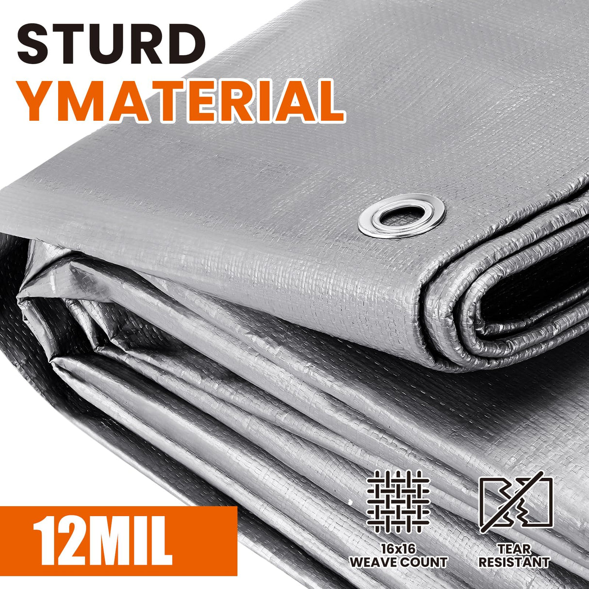 Spacever Tarp Heavy Duty 30x40 FT, 12 Mil Thick Large Tarps Water-Proof with Grommets, UV& Tear Resistant, Plastic Cover for Pool Roof Tent Outdoor Firewood, Silver& Brown
