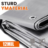 Spacever Tarp Heavy Duty 30x40 FT, 12 Mil Thick Large Tarps Water-Proof with Grommets, UV& Tear Resistant, Plastic Cover for Pool Roof Tent Outdoor Firewood, Silver& Brown
