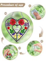 KY&BOSAM Nana Gifts Heart Suncatcher Stained Glass Panel Suncatchers for Window Hanging Ornament Wind Chime Pressed Flower Embedded in Glass and Heart Charm Birthday Gifts for Nana