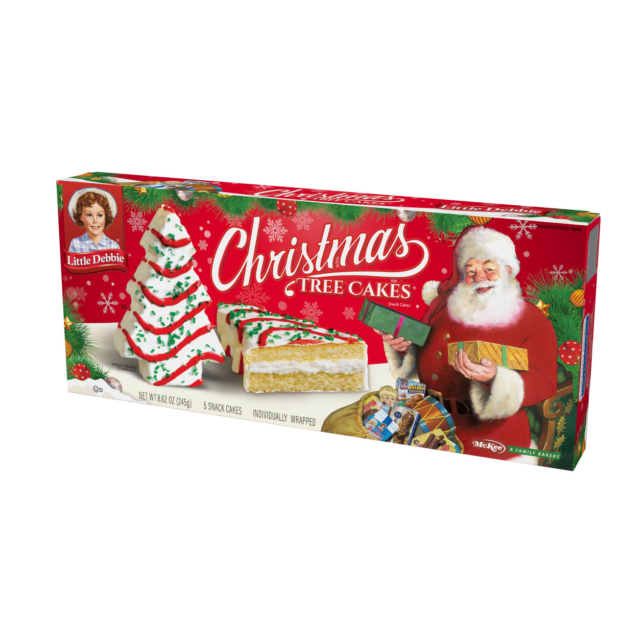 Little Debbie Christmas Tree Cakes, Boxes, 30 Individually Wrapped Snack, Vanilla, 6 Count