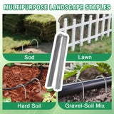 8 Gauge Landscape Staples, FUIJOL 12 Inch Heavy Duty U-Shaped Landscape Stakes, 100 Pack Galvanized Garden Staples for Weed Barrier Stakes, Ground Cover, Irrigation Tubing, Fence (100)