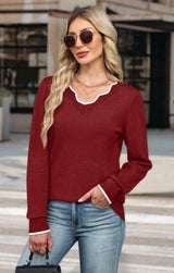 Winter Clothing for Women Ugly Christmas Sweater Women's Sweaters V Neck Pullover Cozy Sweaters for Women Trendy Fall Tops Red L