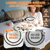 KIRKAS 12X Magnifying Glass with Light and Stand, Extra-Long Arm Magnifying Lamp Overhead Knob for Workbench Craft, Sewing, LED Lighted Magnifier Real Glass Lens Stepless Dimming and Color(35in Clamp)