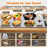 Warming Mat for Food - Extra Large 32"x15" Electric Warming Tray Warm 8 Dishes, 9-Temperature Adjustable, 1-6H Timer, Child Lock, 8s Fast Heating, Foldable Food-Grade Silicone Design