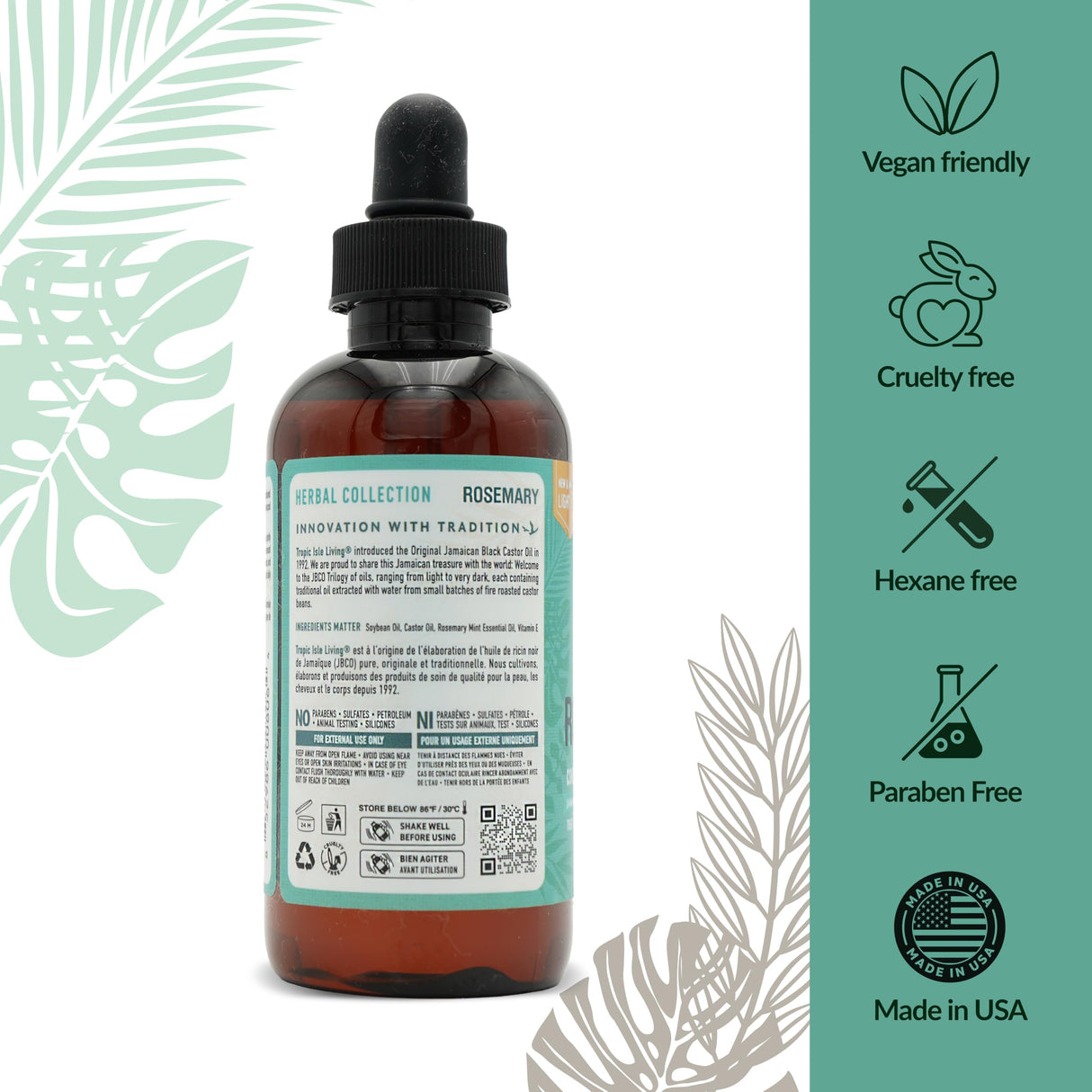 Herbal Collection Jamaican Black Castor Oil (Rosemary) 4oz | Revitalizing & Nourishing Oil for Hair, Skin & Scalp | Promotes Hair Growth, Stimulates Scalp & Adds Shine | Paraben-Free & Cruelty-Free