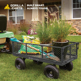 Gorilla Carts Steel Utility Cart, 800 lb Capacity, 4 Cu Ft., Black
