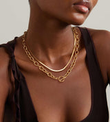 CHESKY 14K Gold Plated Chunky Paperclip Necklace
