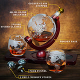 PONPUR Gifts for Men Dad Christmas, Whiskey Decanter Globe Set with 2 Ball Stones & 2 Glasses, Anniversary Birthday Gifts for Him Husband Boyfriend Brother, Cool Stuff Gift for Bourbon Scotch