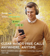 Atom Max - Hybrid Active Noise Cancelling Headphones, Hi-Res Audio, Wireless Over-Ear, Lightweight and Foldable, Comfortable earpads, 45H Playtime and Speed Charge, Customize via an App, Black