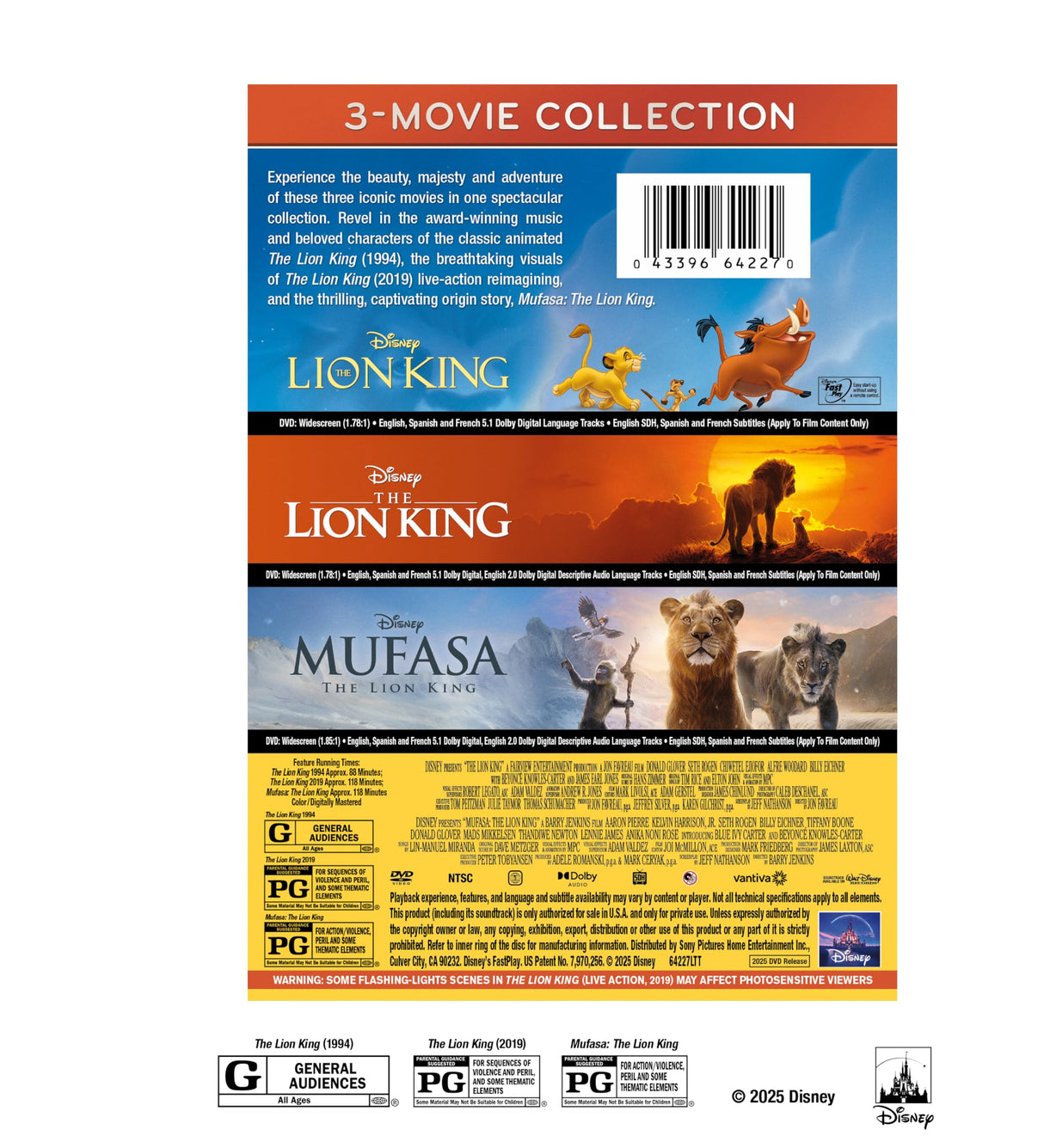The Lion King (1994) / the Lion King (2019) / Mufasa [DVD]