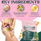 Premium Feminine Balance Gummies for Women’s - Hawaiian Pineapple Gummies for Women pH, 4-in-1 Benefits Includes pH Balance, Healthy Odor, Flora and Immune Support -90 Count (Vegan & Gluten-Free)