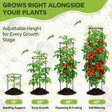 60 Inch Round Tomato Cages for Garden - 2 Pack Heavy Duty Metal Tomato Trellis Plant Support, Adjustable Height & Stackable, Easy Assembly for Outdoor Climbing Plants