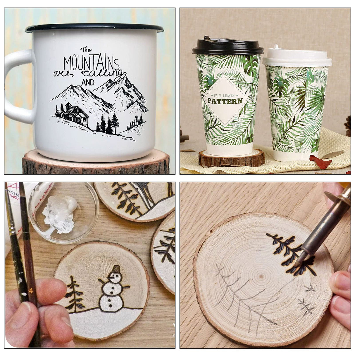 JOIKIT 50 PCS 3.5-4 Inches Natural Wood Slices, Unfinished Natural Wood Coasters, Wood Rounds Circles for Arts and Crafts, DIY, Christmas Ornaments, Rustic Wedding