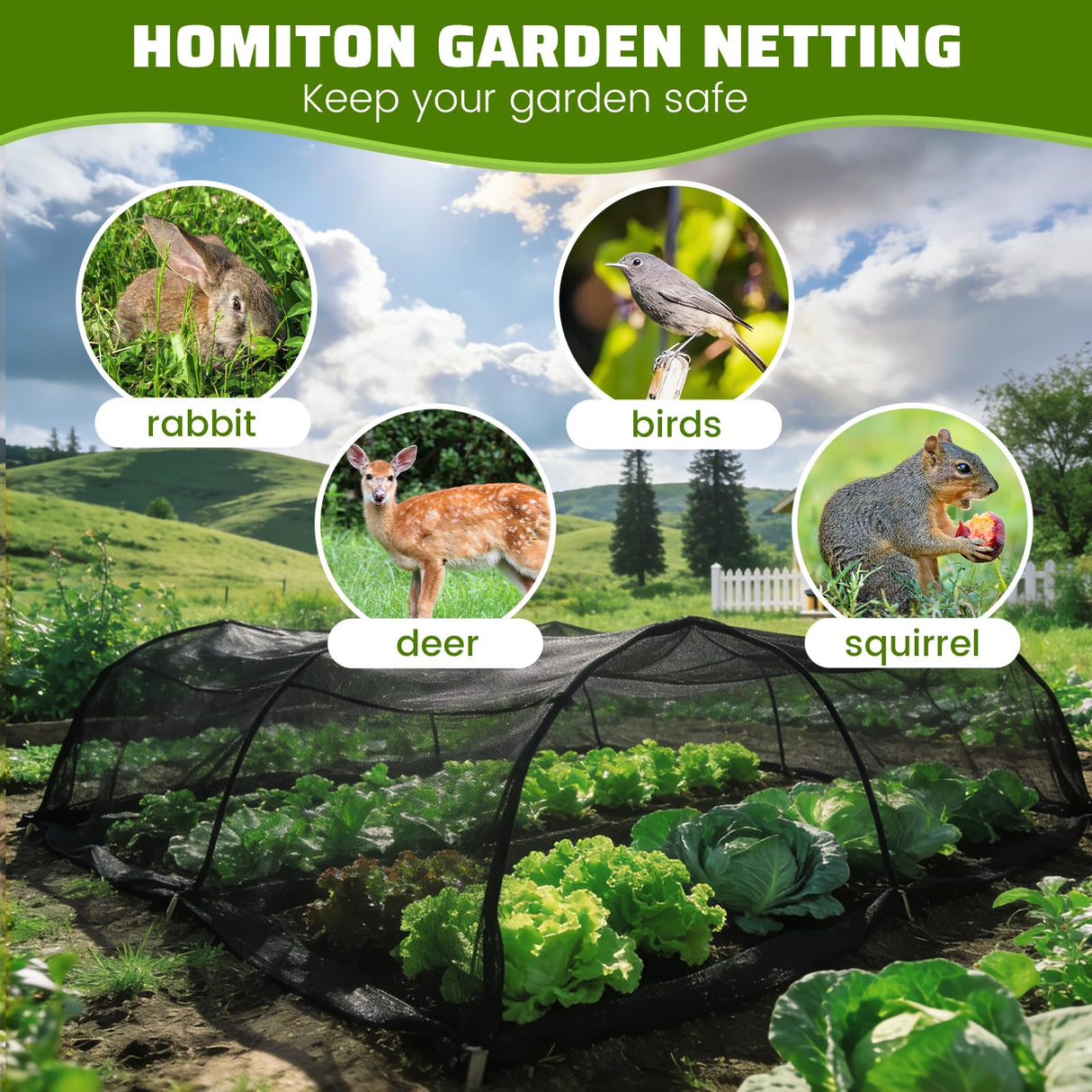 Homiton Stronger Garden Mesh Netting, 10 x 20 FT Ultra Fine Nano PP Plant Covers, Small Animals Bird Net Barrier Screen for Vegetables Plants Fruits Flowers Protection, Shading Rate 33%