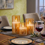 GenSwin Glass Rechargeable Flameless Candles Remote Battery Operated, Gold