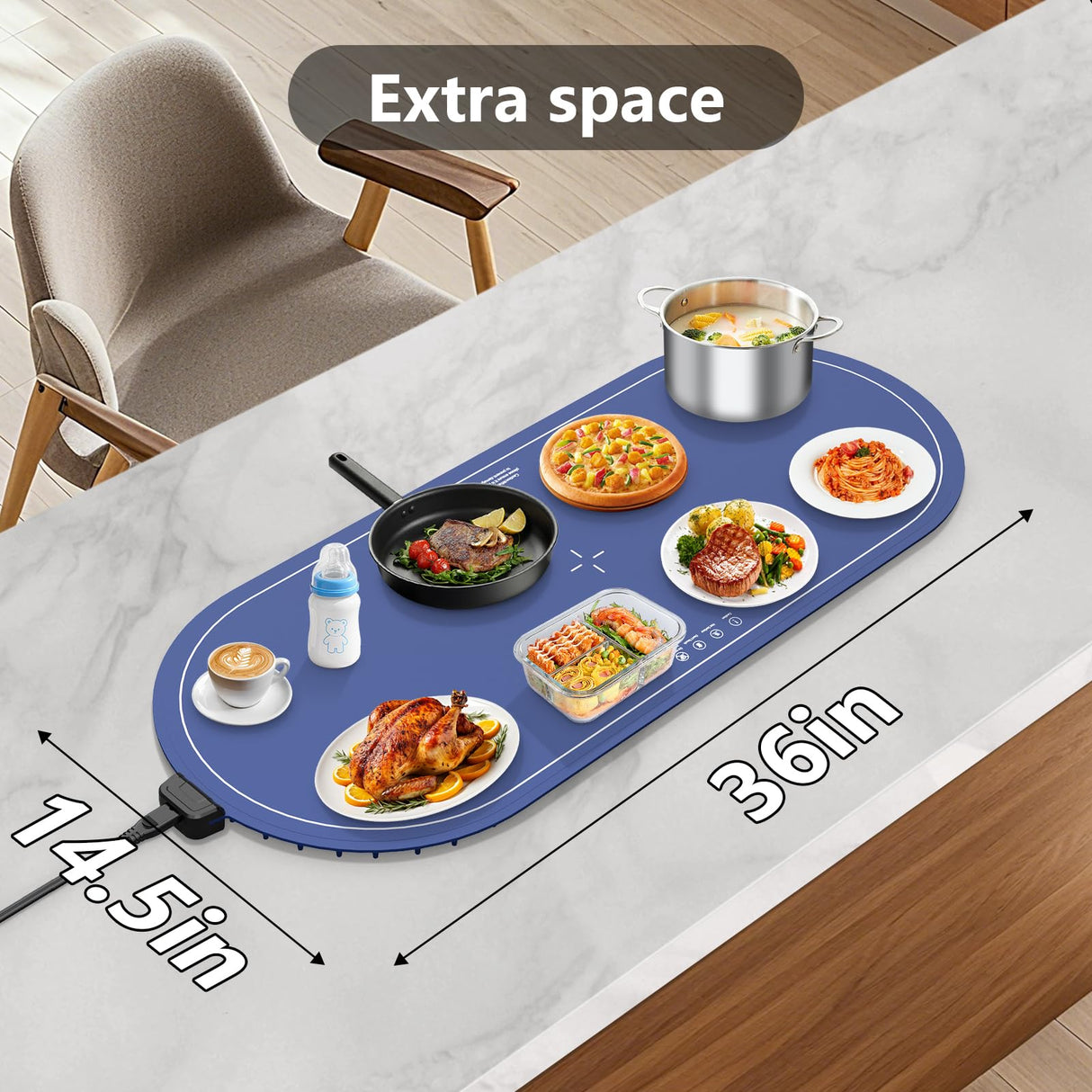 Warming Mat for Food Extra Large,36"x15" Food Warming Mats for Countertops, Parties, and Daily Use with Timer and 3 Temperature Levels