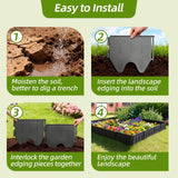 38PCS Garden Edging Border - 20FT Sturdy Landscape Flower Bed Lawn Edging Borders, Plastic Decorative Garden Fence Landscape Border, Interlocking Design for Patio Yard Pathway Sidewalk