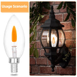 HEWA-Tech E12 Base C35 Flame Tip Flicker Bulbs - Crystal Clear Candle Light with Orange Glow Effect for Halloween/Christmas, E12 Non-Dimmable Chandelier Replacement Bulbs, 6-Pack (C35E12 Clear)