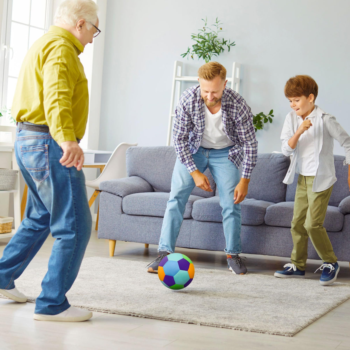 Soft Indoor Soccer Balls Size 4 - Kids Soccer Ball for Inside House and Yard - Fun Soccer Gifts for Kids Boys Girls Dribble Juggling Skills Practicing Birthday Easter Christmas (Blue, Size 4)