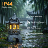 HL3NIGIM Solar Zen Garden Statue, Pagoda Lantern with 3 Solar Panels, Outdoor Decor for Landscape Patio, Balcony and Yard, Gift for Women Mom and Gramma