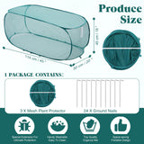 Threehoney 3 Pcs 45" x 20" x 18" Foldable Garden Rows Plants Cover Vegetable Mesh Plant Protector Net Cage Guard with Ground Nails for Protecting Vegetables Fruits Seedlings Flowers
