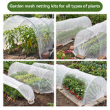 Garden Netting Kit for Raised Beds, 10x50FT Ultra Fine Mesh Netting＆ 6 Sets of 8FT Fiberglass Garden Hoops, Row Cover Insect Netting for Vegetable Plant Fruit Flowers Protection