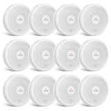 12 Pack Combination Smoke and Carbon Monoxide Detectors, HATHEPHS 10 Year Battery Dual Sensor Fire and CO Alarms with Large Test/Silence Button, Two Installation Ways