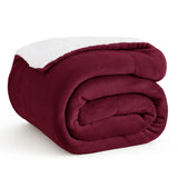 Bedsure GentleSoft Sherpa Fleece Throw Blanket Twin Size for Couch - Thick and Warm, Soft Fuzzy Plush Twin Christmas Blanket for Winter, Burgundy, 60x80 Inches