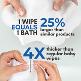 Nurture Rinse Free Bathing Wipes for Adults w/Aloe Waterless Cleansing for sensitive skin Disposable Adult Body Bath Wet Wipe for Disabled Bedridden (Pack of 40 (individually wrapped))