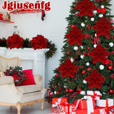 Thiccywoov 8 Pcs Large Christmas Flower Magnolia Flowers Christmas Tree Decoration Artificial Poinsettia Stems Velvet Xmas Ornaments for Xmas Tree Table Decor(Burgundy,12 Inch)