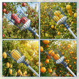 MAVRIZ 5-12ft Fruit Picker Pole with Basket, 20FT Reach Telescoping Apple Picker Extension Pole, Fruit Grabber for Harvesting Mango, Orange, Lemon, Avocado, Pear - Sturdy Aluminum Fruit Tree Picker